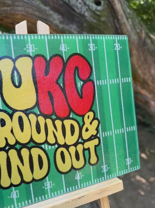 Glass Cutting Board (KC FUKC around find out) (chiefs) (kansas city)