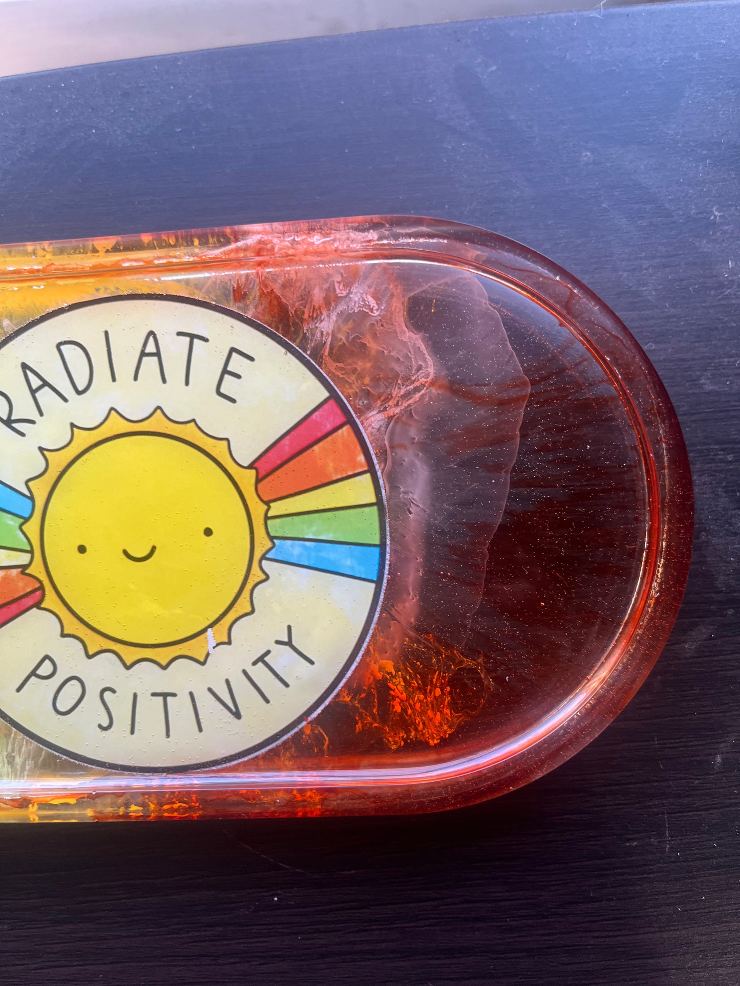 Resin Red Orange Lime Green Radiate Positivity Trinket Crystals Jewelry Arts Crafts Money Change Office Supplies Rolling Portable Multi Use Tray