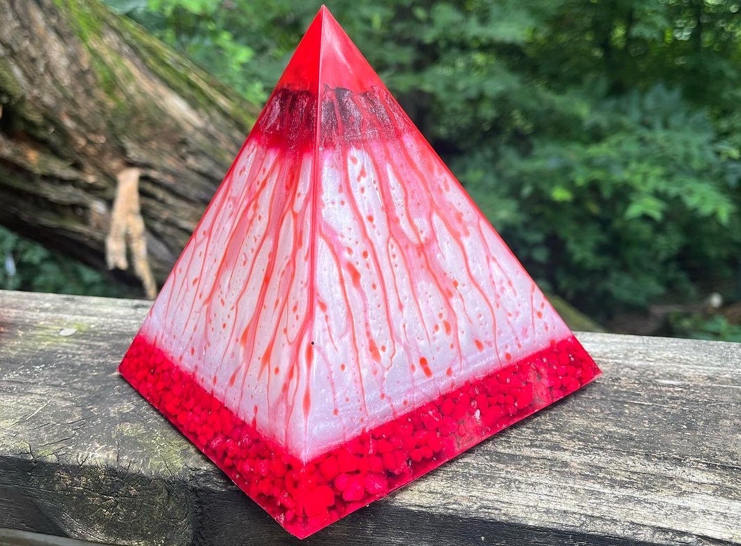 Resin Drippy Spooky Blood Red Large Pyramid