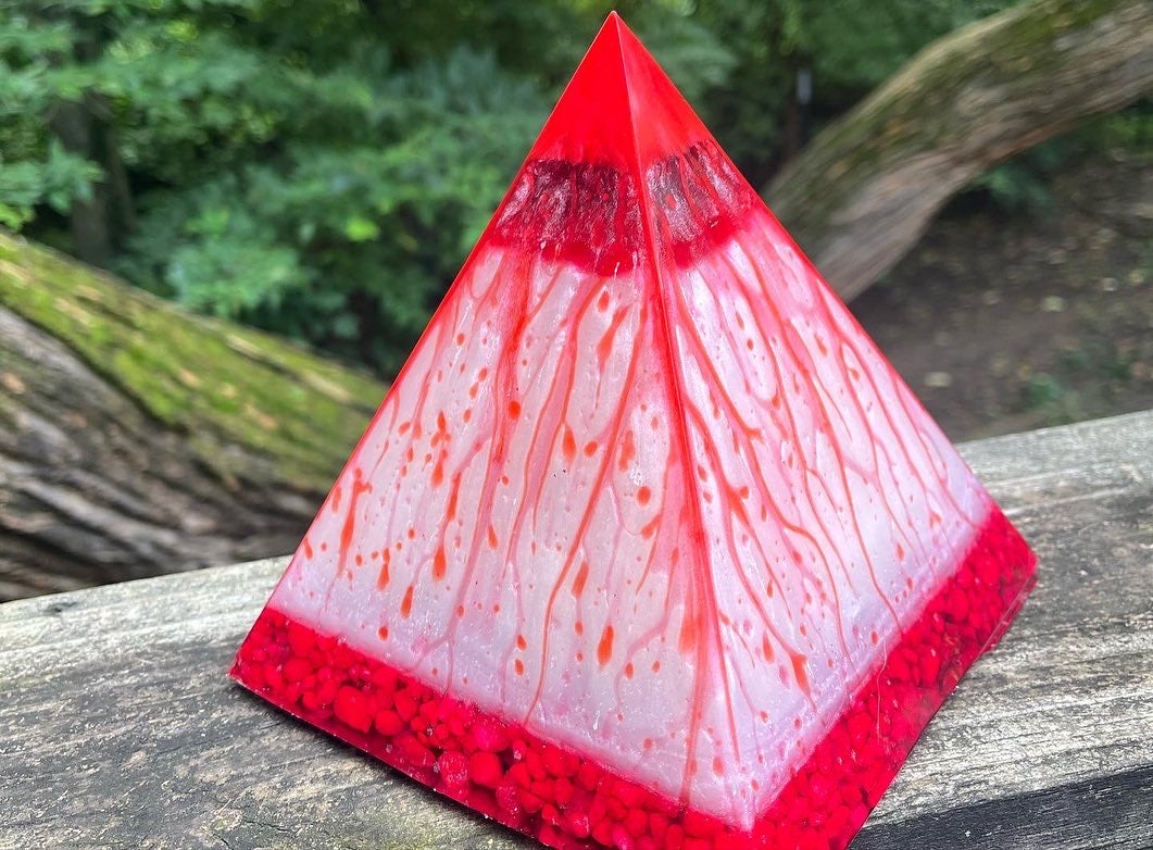Resin Drippy Spooky Blood Red Large Pyramid