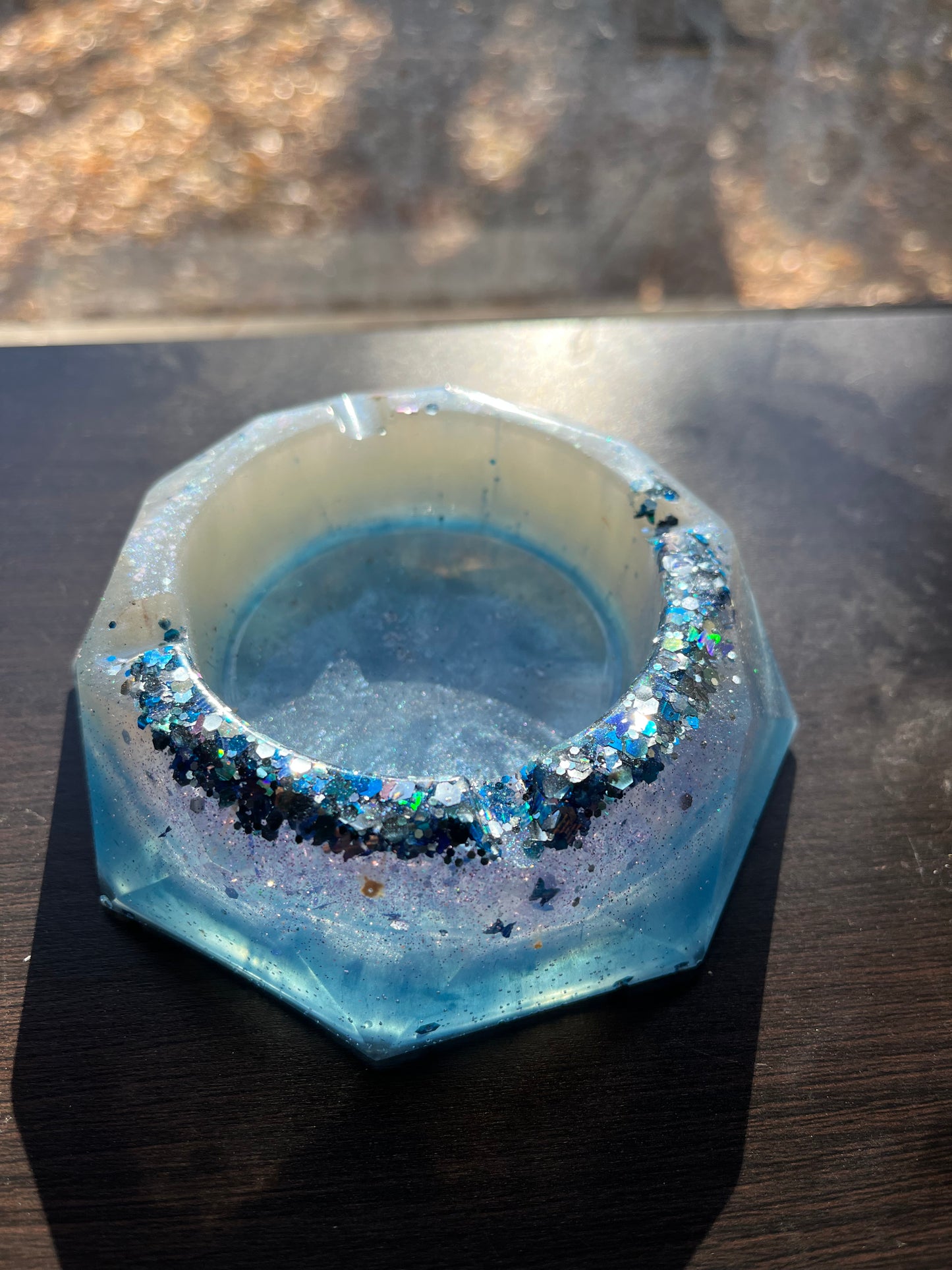 Resin Blue White Silver Trinket Jewelry Crystals Arts Crafts Money Change Office Supplies Portable Multi Use Ashtray