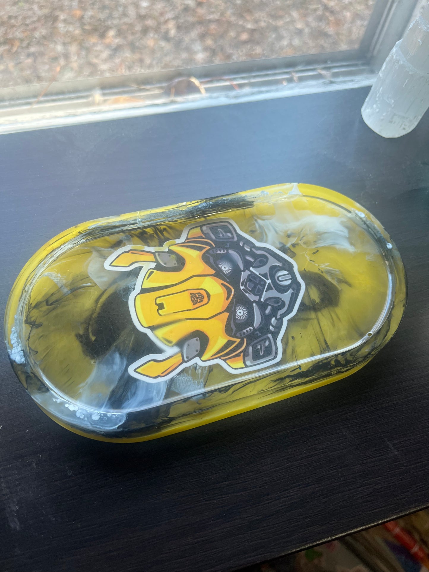 Resin Yellow Black Bumblebee Trinket Jewelry Arts Crafts Money Change Office Supplies Rolling Portable Multi Use Tray