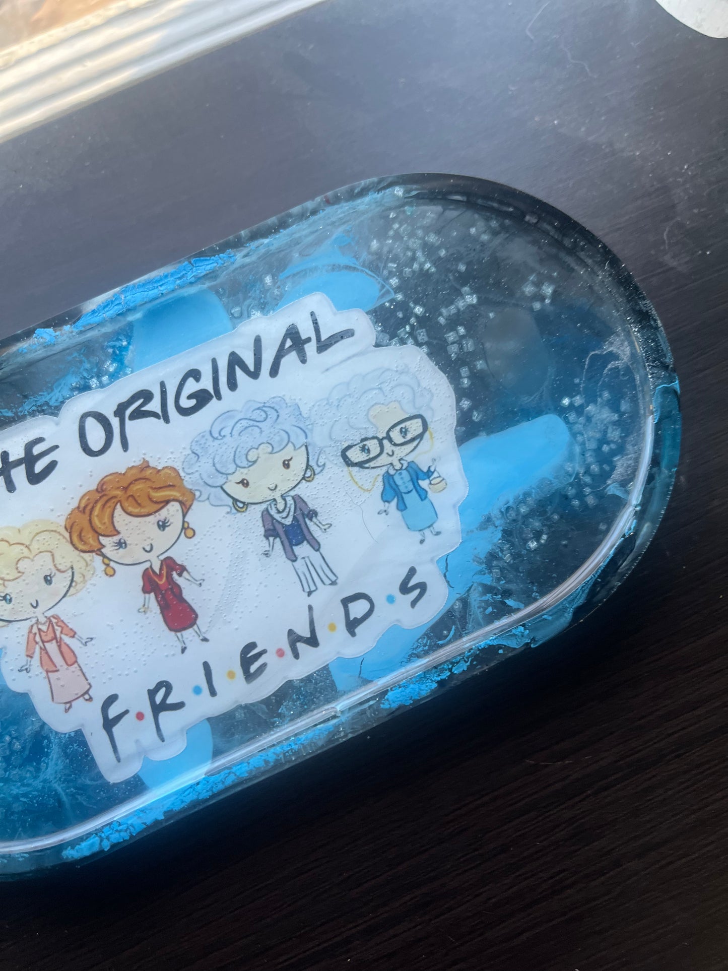 Resin Golden Girls Real Friends Blue Trinket Crystals Jewelry Arts Crafts Money Change Office Supplies Rolling Portable Multi Use Tray