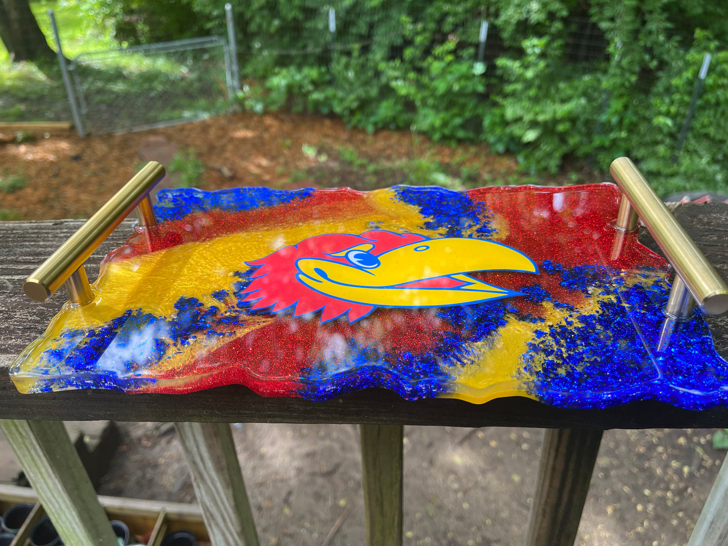 KU-Themed Resin MultiUse Tray with Handles