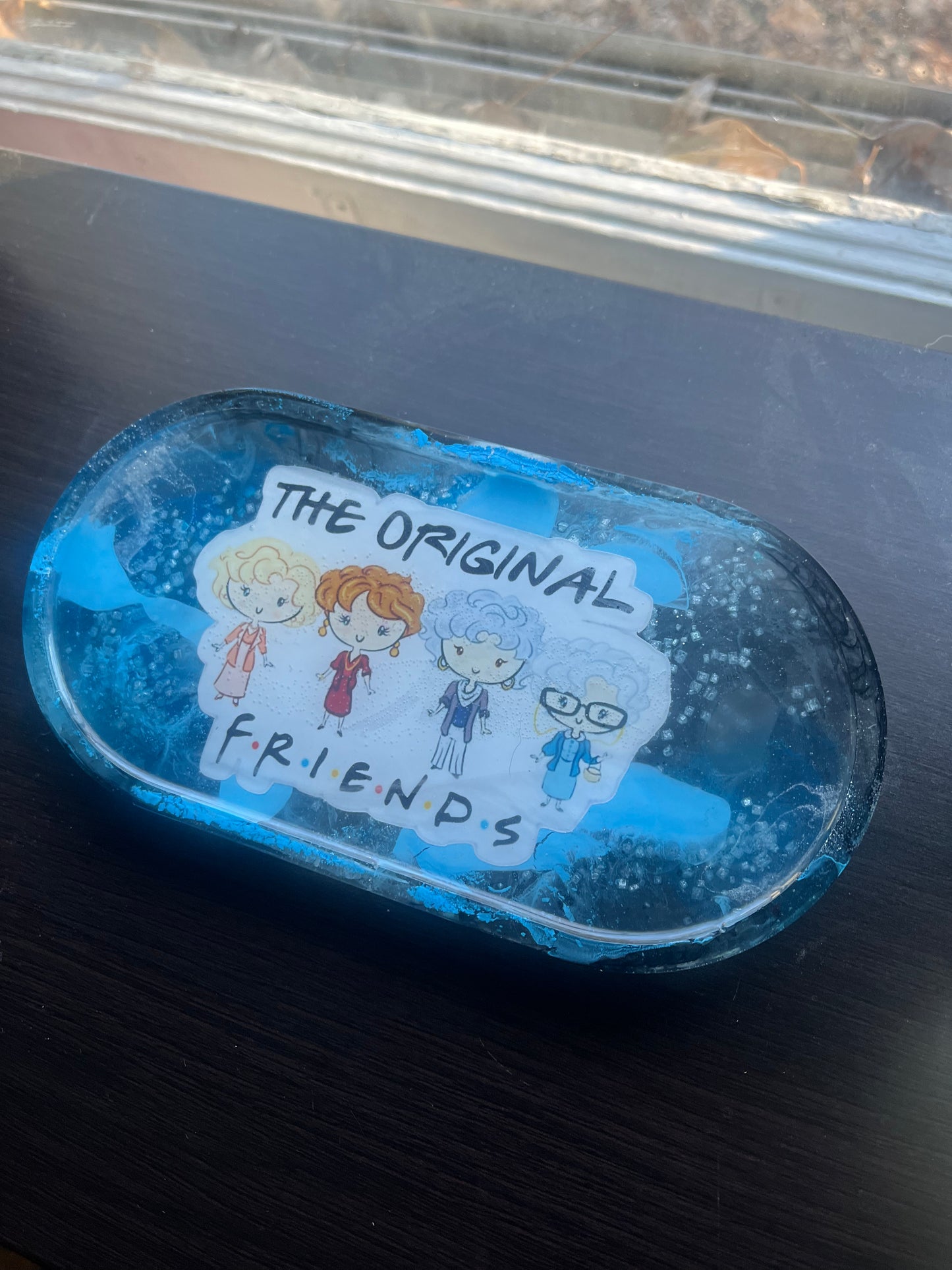 Resin Golden Girls Real Friends Blue Trinket Crystals Jewelry Arts Crafts Money Change Office Supplies Rolling Portable Multi Use Tray