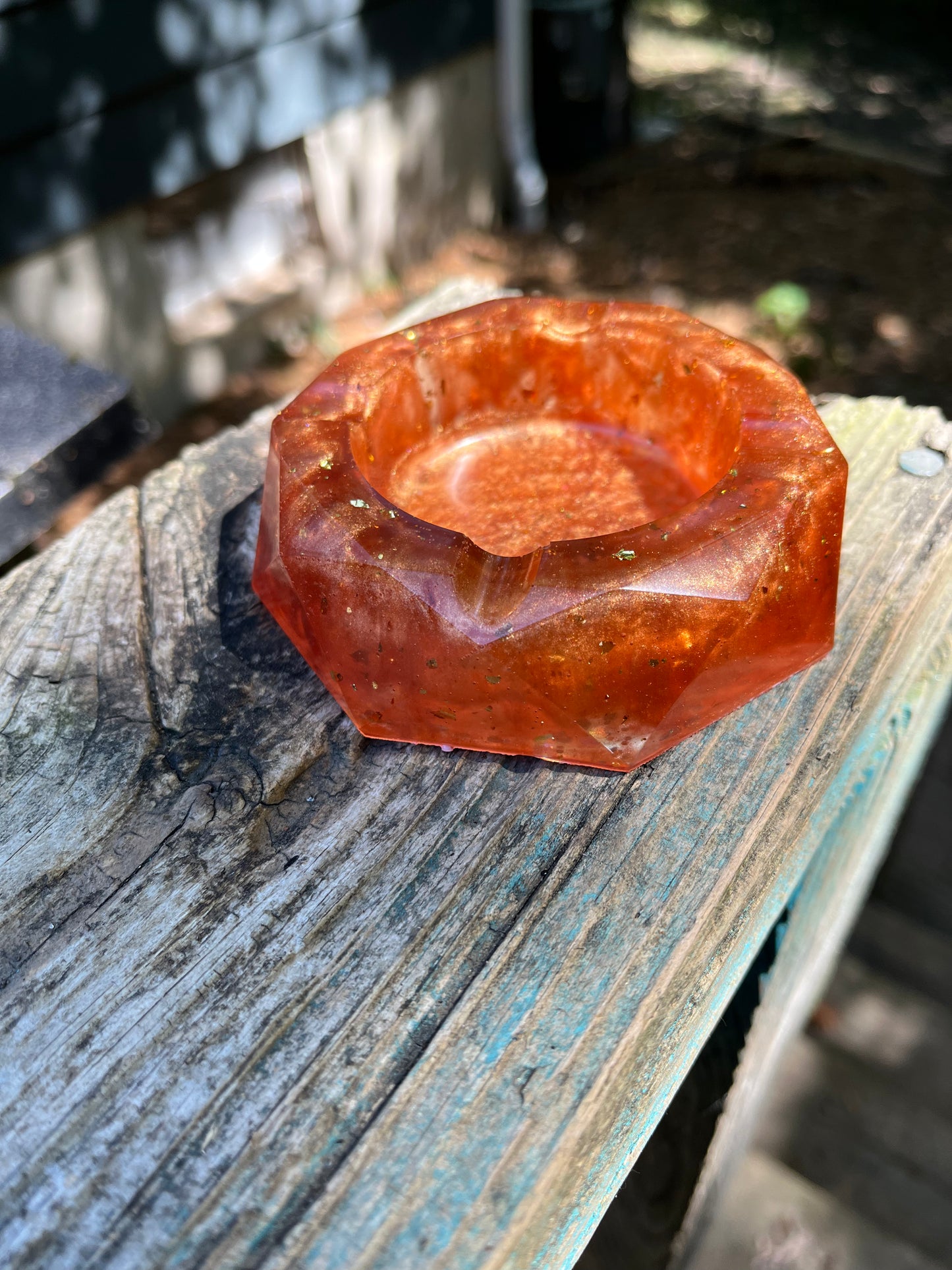 Resin Brown Gold Hexagon Trinket Crystals Jewelry Arts Crafts Money Change Office Supplies Ashtray Multi Use Dish